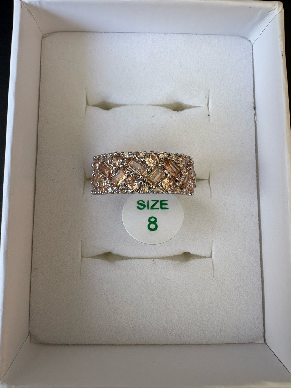 Bomb Party Rhodium with Smokey Topaz Diamond CZ Ring - Size 8